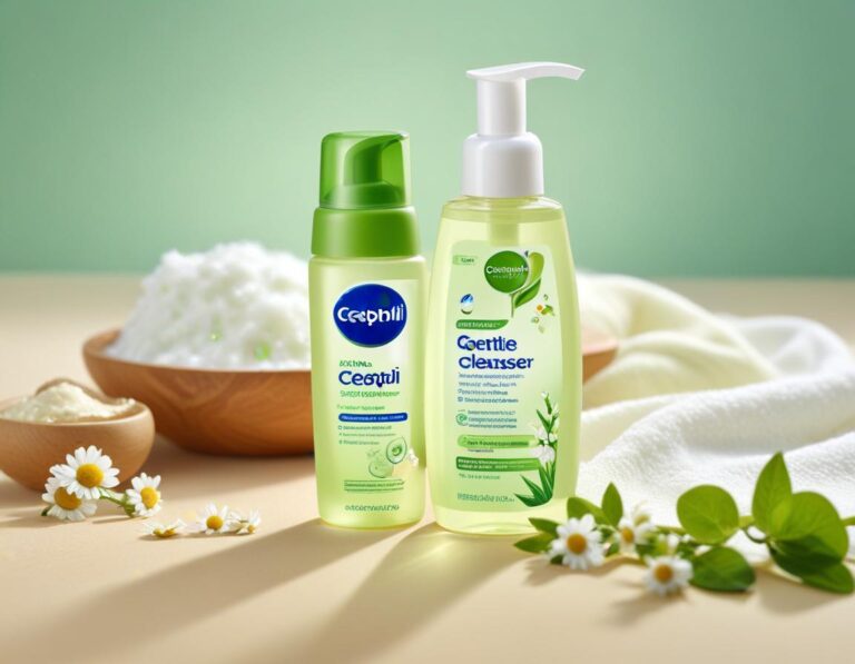 ขวดโฟมล้างหน้าลดสิว Neutrogena วางอยู่ในห้องน้ำบนอ่างล้างมือ