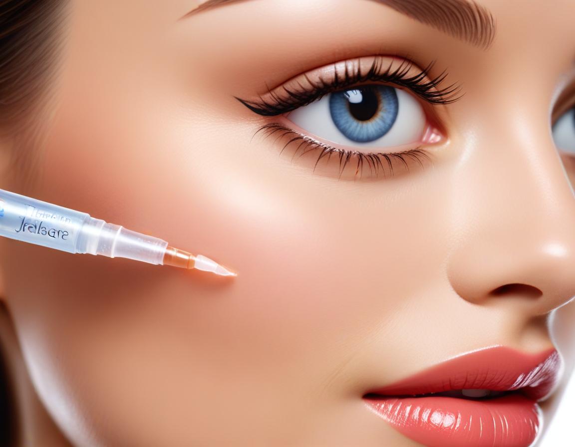 ผลิตภัณฑ์ฟิลเลอร์คุณภาพสูง เช่น Restylane Juvederm และ Belotero แสดงอยู่บนพื้นหลังสีขาว