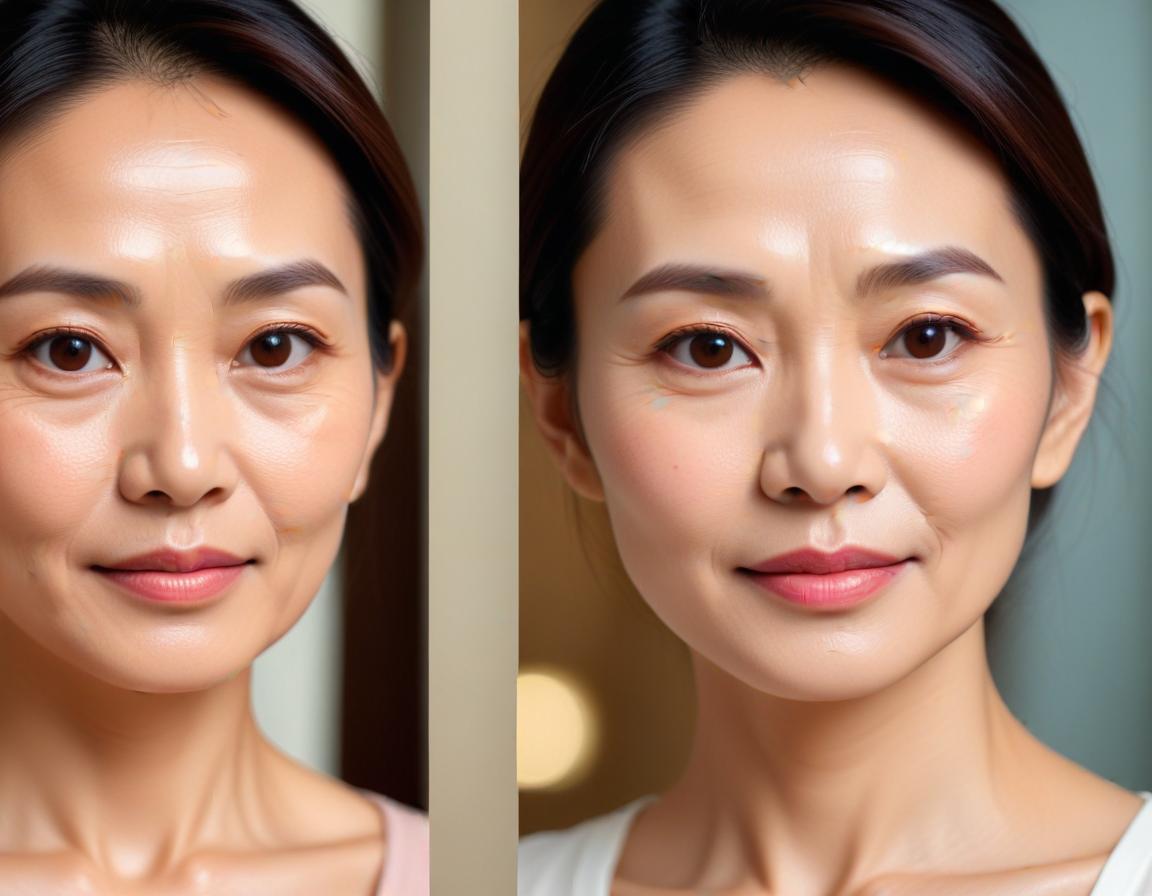 ภาพ เปรียบเทียบ ก่อน หลัง ฟิลเลอร์ แก้ม และ ขมับ ใบหน้า อ่อนเยาว์ขึ้น ใช้ ของแท้