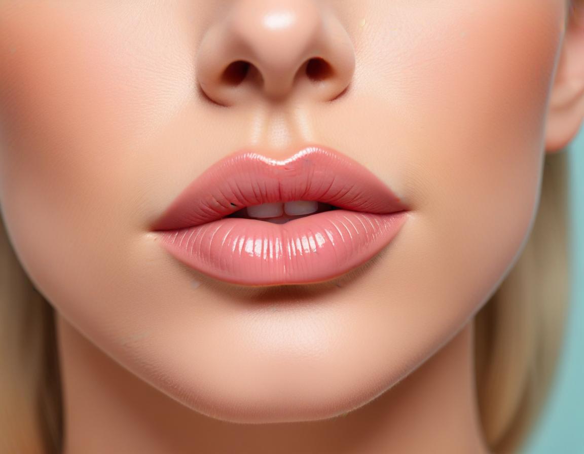 ภาพ ใกล้ ริมฝีปาก ฟิลเลอร์ เน้น ร่อง แก้ม และ ความ งาม ทนนาน