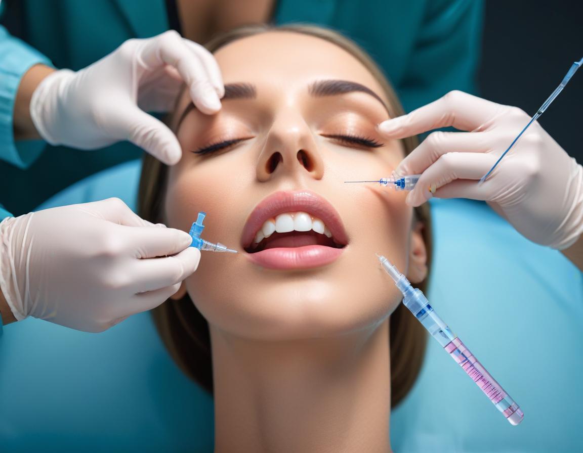 แพทย์ กำลัง เตรียม ฟิลเลอร์ ไฮยาลูโรนิก แอซิด ด้วย เข็ม ฉีดยา ก่อน ฉีด ใน ห้อง คลินิค